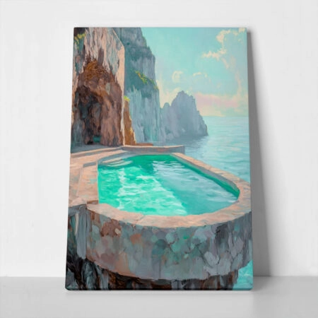 Πίνακας σε Καμβά VINTAGE PASTEL SWIMMING POOL - Vintage