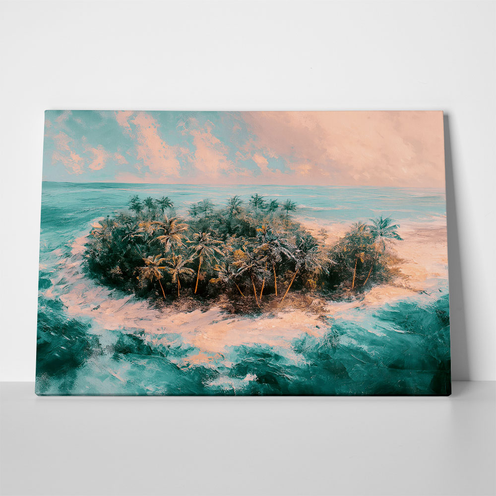 Πίνακας σε Καμβά VINTAGE PASTEL TROPICAL ISLAND