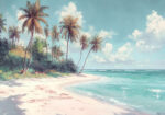 Πίνακας σε Καμβά VINTAGE PASTEL TROPICAL PARADISE 3