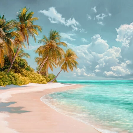 Πίνακας σε Καμβά VINTAGE PASTEL TROPICAL PARADISE 4 - Vintage Sticky 5