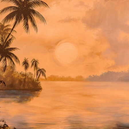 Πίνακας σε Καμβά VINTAGE PASTEL TROPICAL SUNSET - Vintage Sticky 5