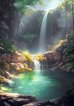 Πίνακας σε Καμβά VINTAGE PASTEL WATERFALL 2