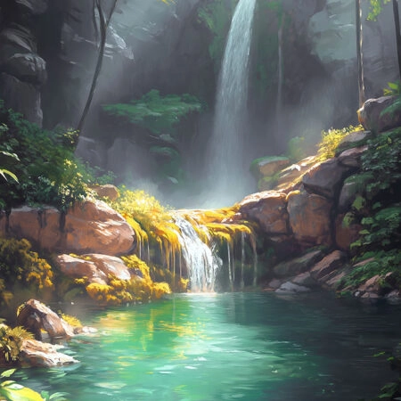 Πίνακας σε Καμβά VINTAGE PASTEL WATERFALL 2 - Vintage Sticky 5