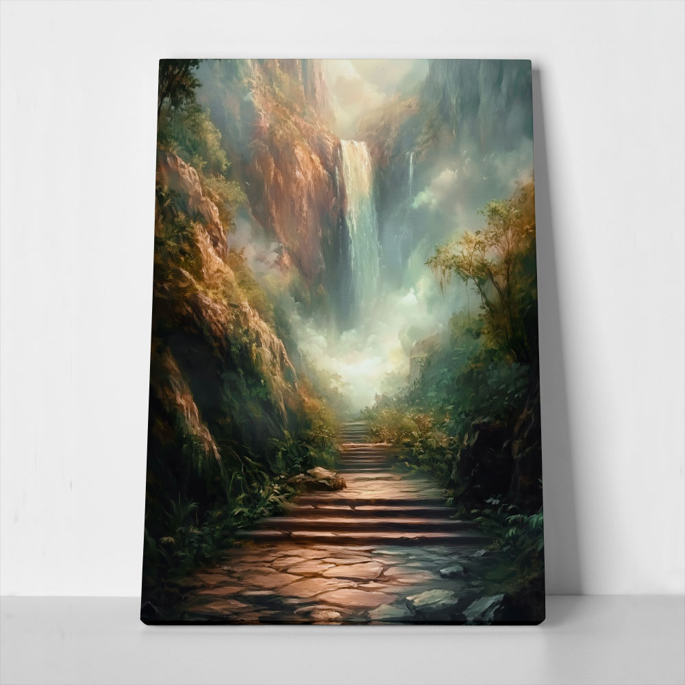 Πίνακας σε Καμβά VINTAGE PASTEL WATERFALL 3