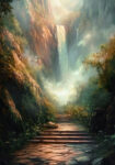 Πίνακας σε Καμβά VINTAGE PASTEL WATERFALL 3