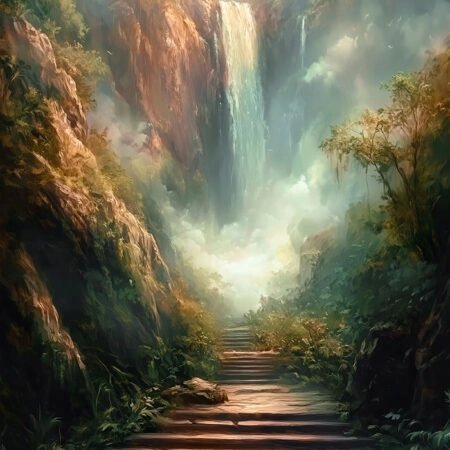 Πίνακας σε Καμβά VINTAGE PASTEL WATERFALL 3 - Vintage Sticky 5
