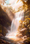 Πίνακας σε Καμβά VINTAGE PASTEL WATERFALL 4