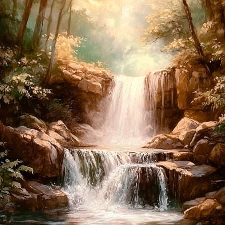 Πίνακας σε Καμβά VINTAGE PASTEL WATERFALL 5 - Vintage Sticky 5