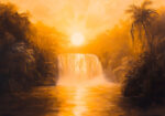 Πίνακας σε Καμβά VINTAGE PASTEL WATERFALL 6
