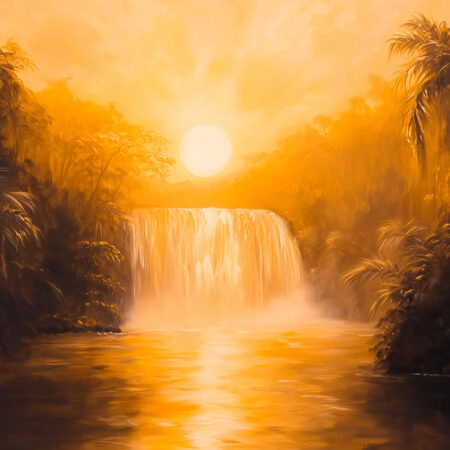 Πίνακας σε Καμβά VINTAGE PASTEL WATERFALL 6 - Vintage Sticky 5