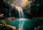 Πίνακας σε Καμβά VINTAGE PASTEL WATERFALL 7