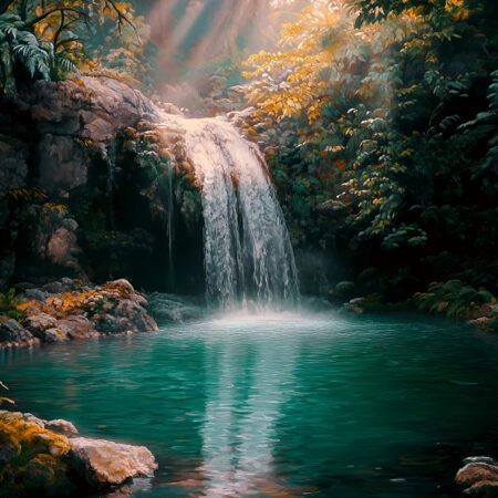 Πίνακας σε Καμβά VINTAGE PASTEL WATERFALL 7 - Vintage Sticky 5