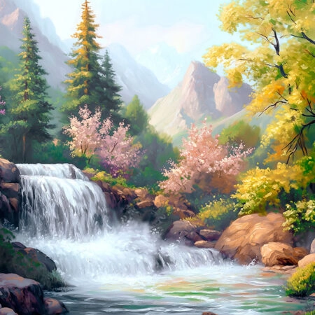 Πίνακας σε Καμβά VINTAGE PASTEL WATERFALL 8 - Vintage Sticky 5