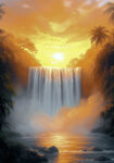 Πίνακας σε Καμβά VINTAGE PASTEL WATERFALL