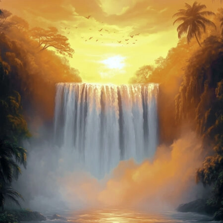 Πίνακας σε Καμβά VINTAGE PASTEL WATERFALL - Vintage Sticky 5