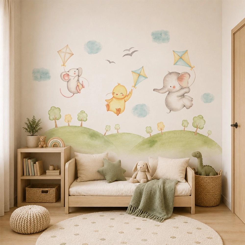 Αυτοκόλλητο τοίχου WATERCOLOR KITE ANIMALS