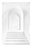 Poster BLACK AND WHITE ARCHITECTURAL ARCHWAY CORRIDOR WITH STAIRS