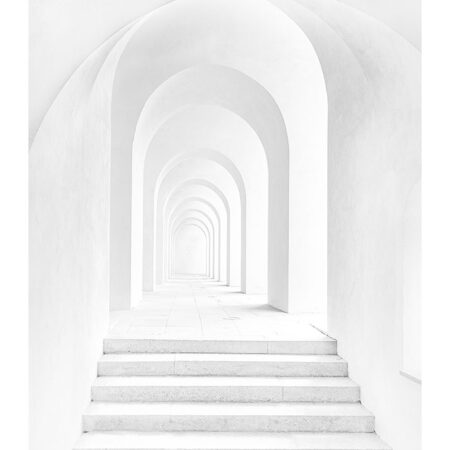 Poster BLACK AND WHITE ARCHITECTURAL ARCHWAY CORRIDOR WITH STAIRS - Πολεις - Χαρτες Sticky 2