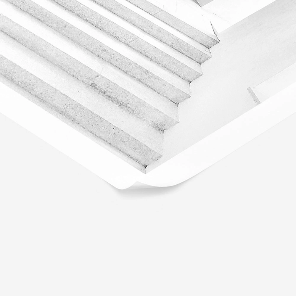 Poster BLACK AND WHITE ARCHITECTURAL ARCHWAY CORRIDOR WITH STAIRS