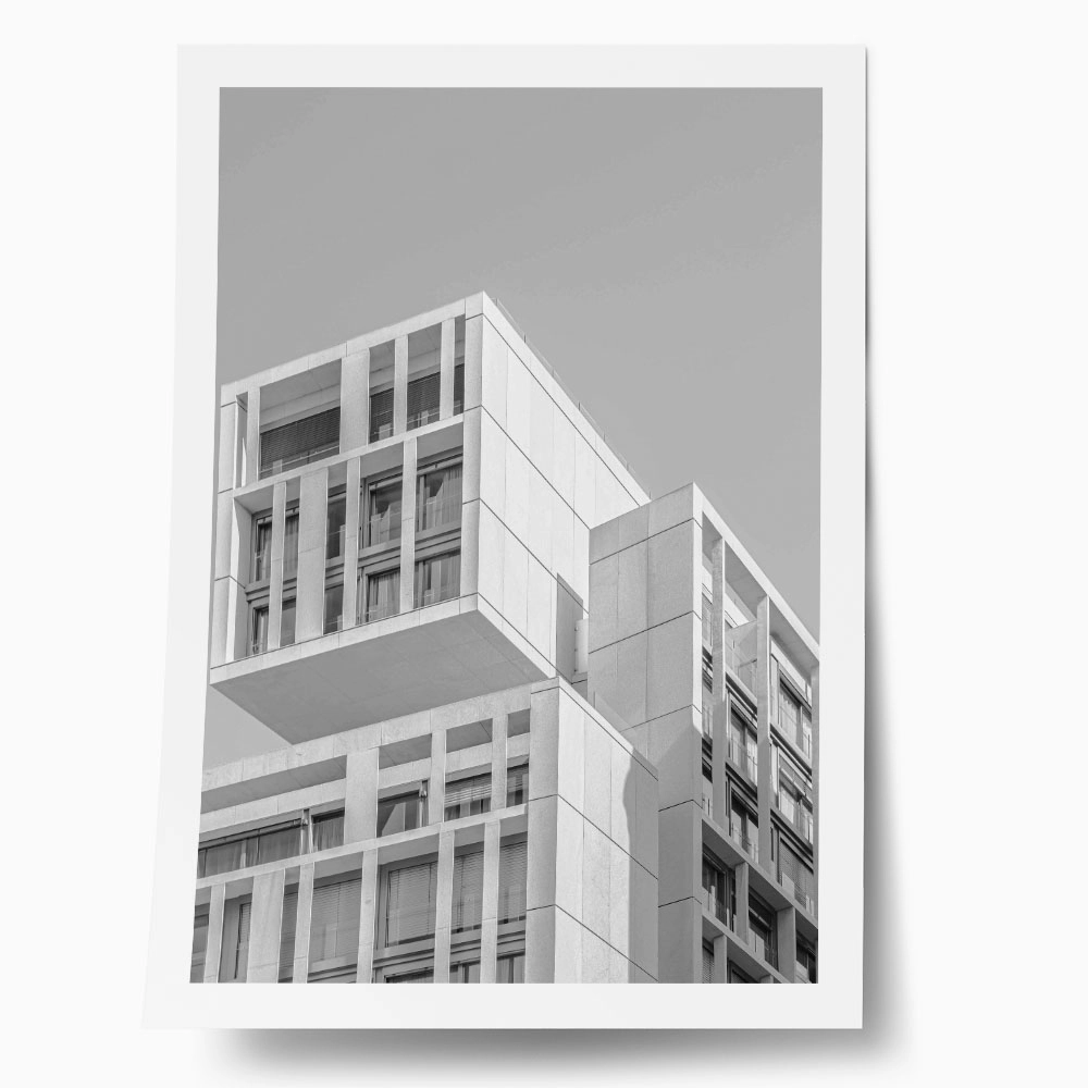 Poster BLACK AND WHITE ARCHITECTURAL BLOCK APARTMENT