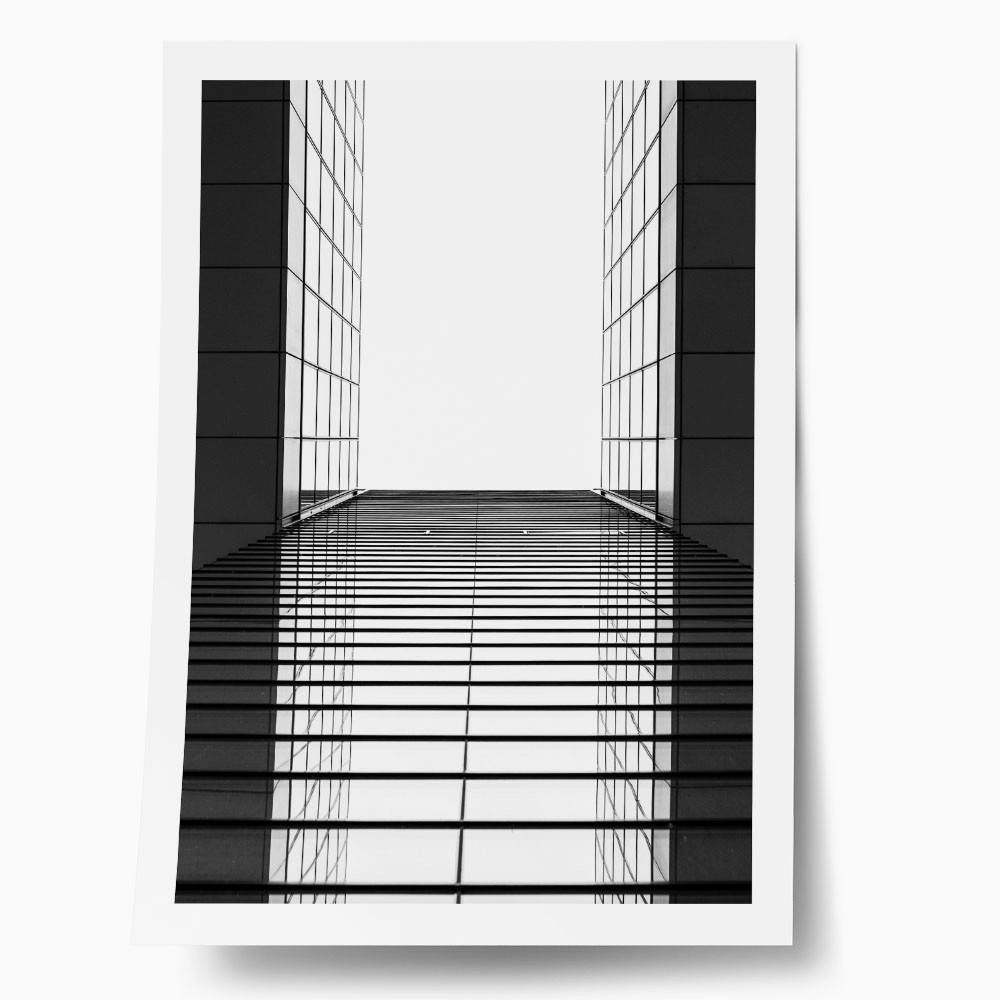 Poster BLACK AND WHITE ARCHITECTURAL BUILDING MIRROR