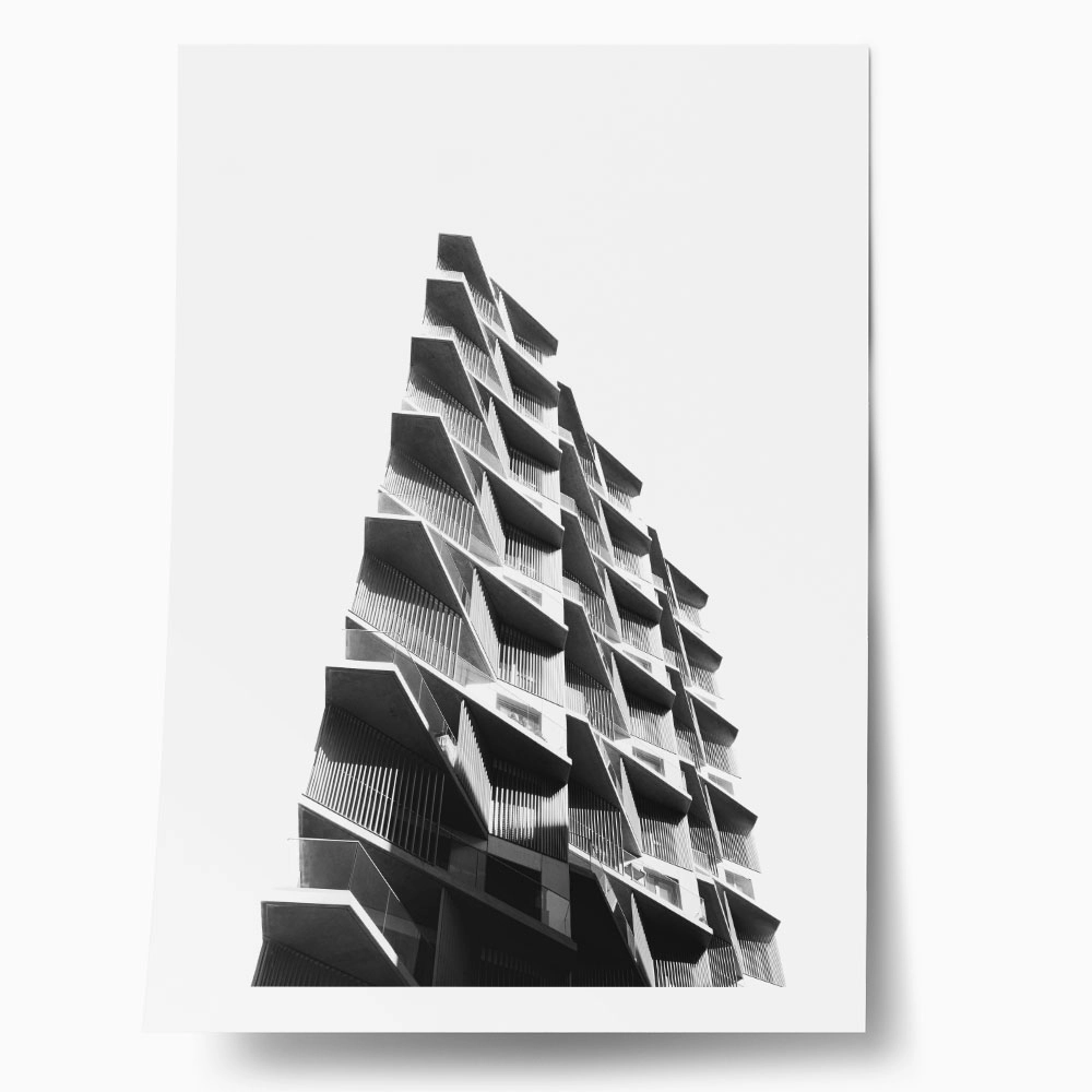 Poster BLACK AND WHITE ARCHITECTURAL CACTUS TOWER
