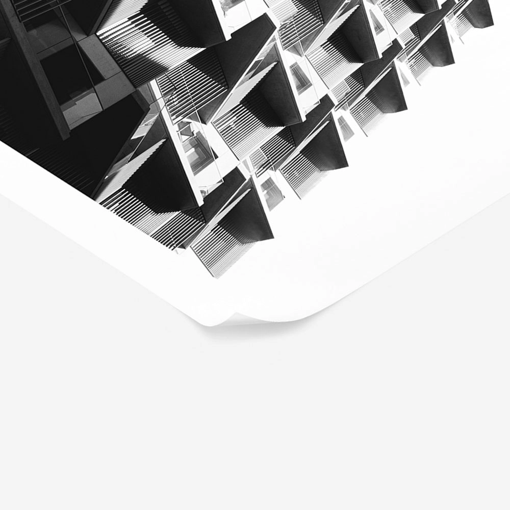 Poster BLACK AND WHITE ARCHITECTURAL CACTUS TOWER