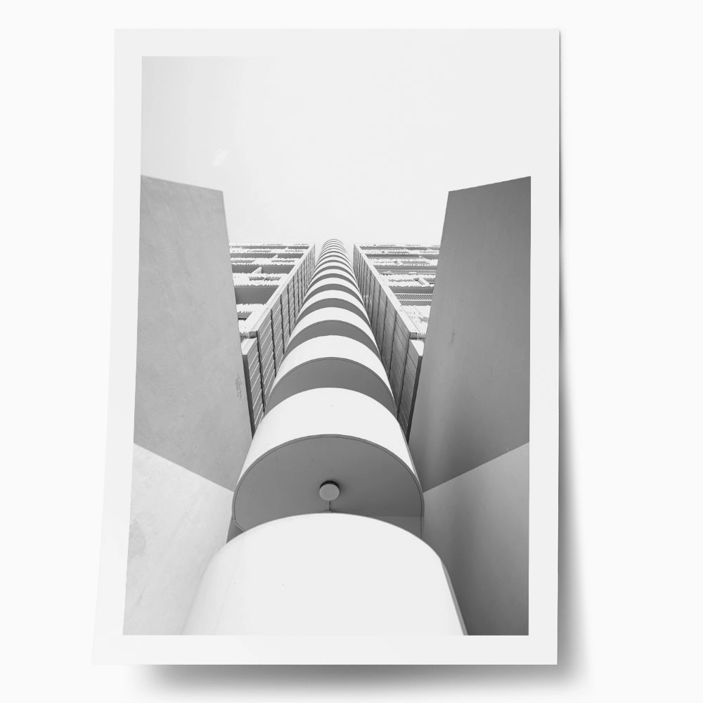 Poster BLACK AND WHITE ARCHITECTURAL CIRCULAR BALCONIES