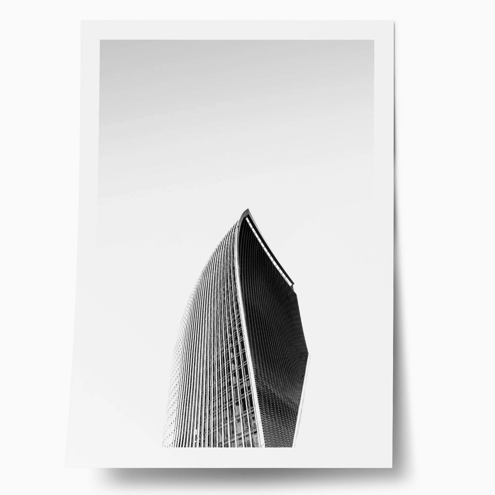 Poster BLACK AND WHITE ARCHITECTURAL CONCAVE TOWER