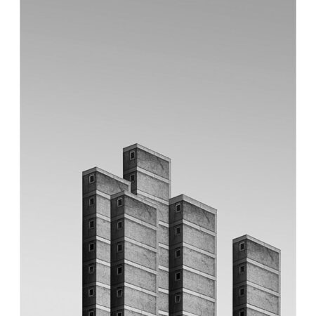 Poster BLACK AND WHITE ARCHITECTURAL CONCRETE APARTMENT BUILDING - Πολεις - Χαρτες Sticky 2