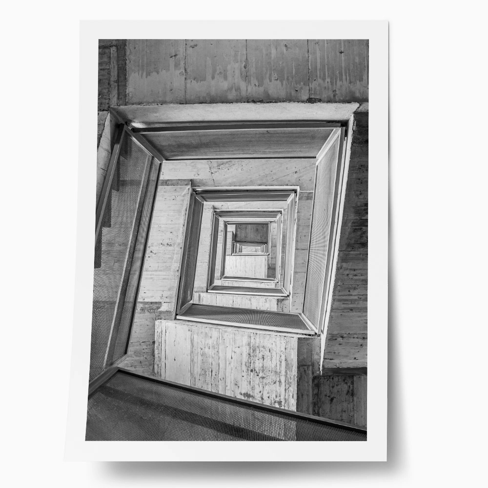 Poster BLACK AND WHITE ARCHITECTURAL CONCRETE STAIRCASE 3