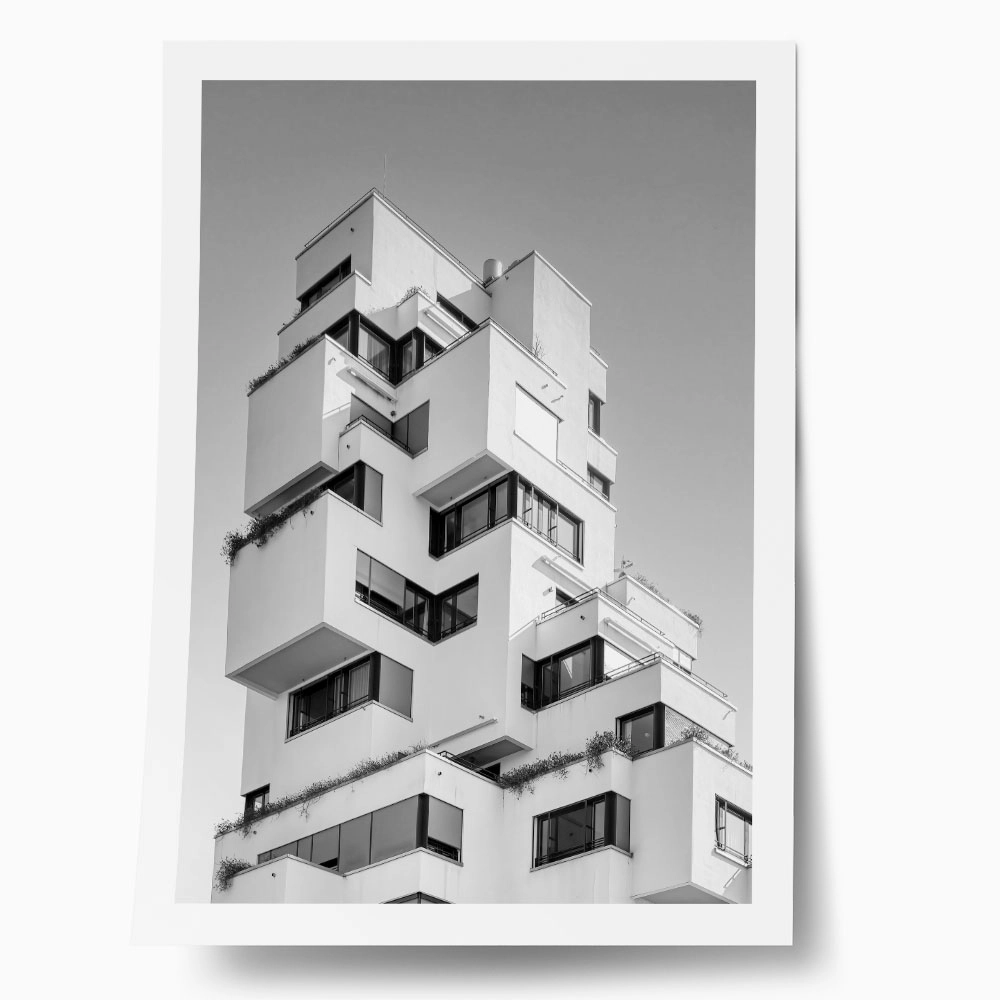 Poster BLACK AND WHITE ARCHITECTURAL CUBE APARTMENTS
