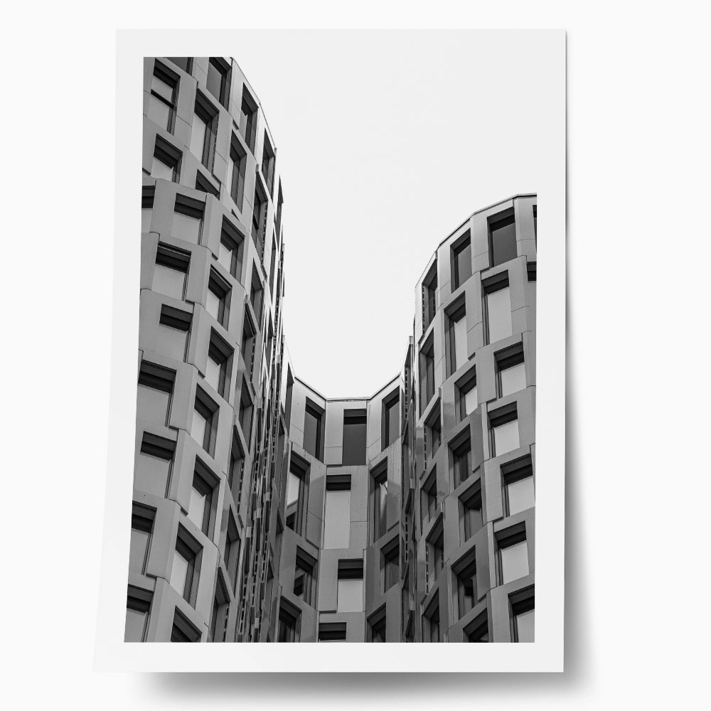 Poster BLACK AND WHITE ARCHITECTURAL CURVED FACADE