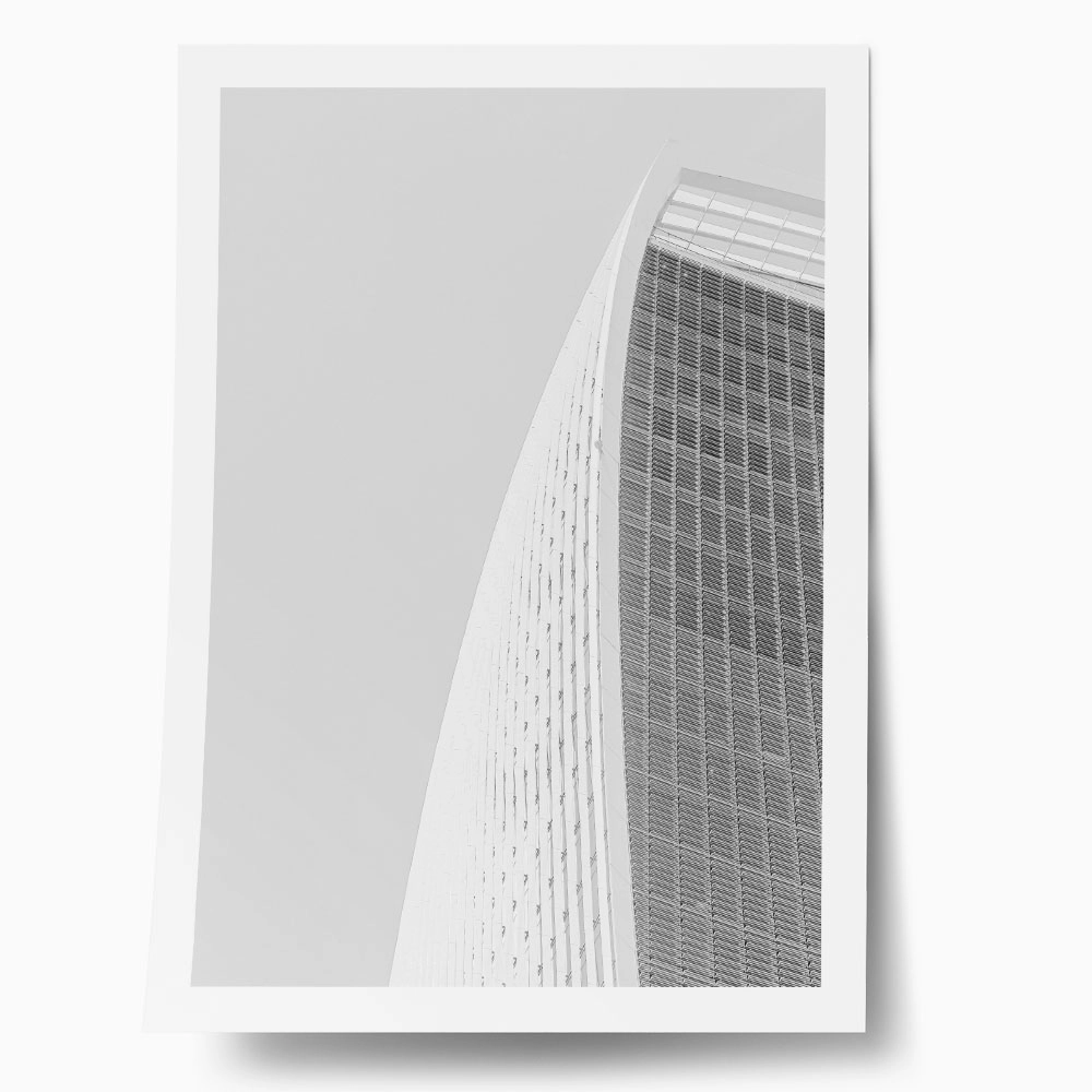 Poster BLACK AND WHITE ARCHITECTURAL CURVED SKYSCRAPPER