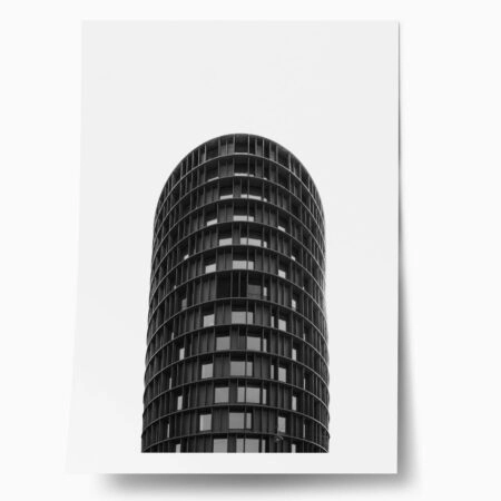 Poster BLACK AND WHITE ARCHITECTURAL CYLINDRICAL STRUCTURE - Πολεις - Χαρτες