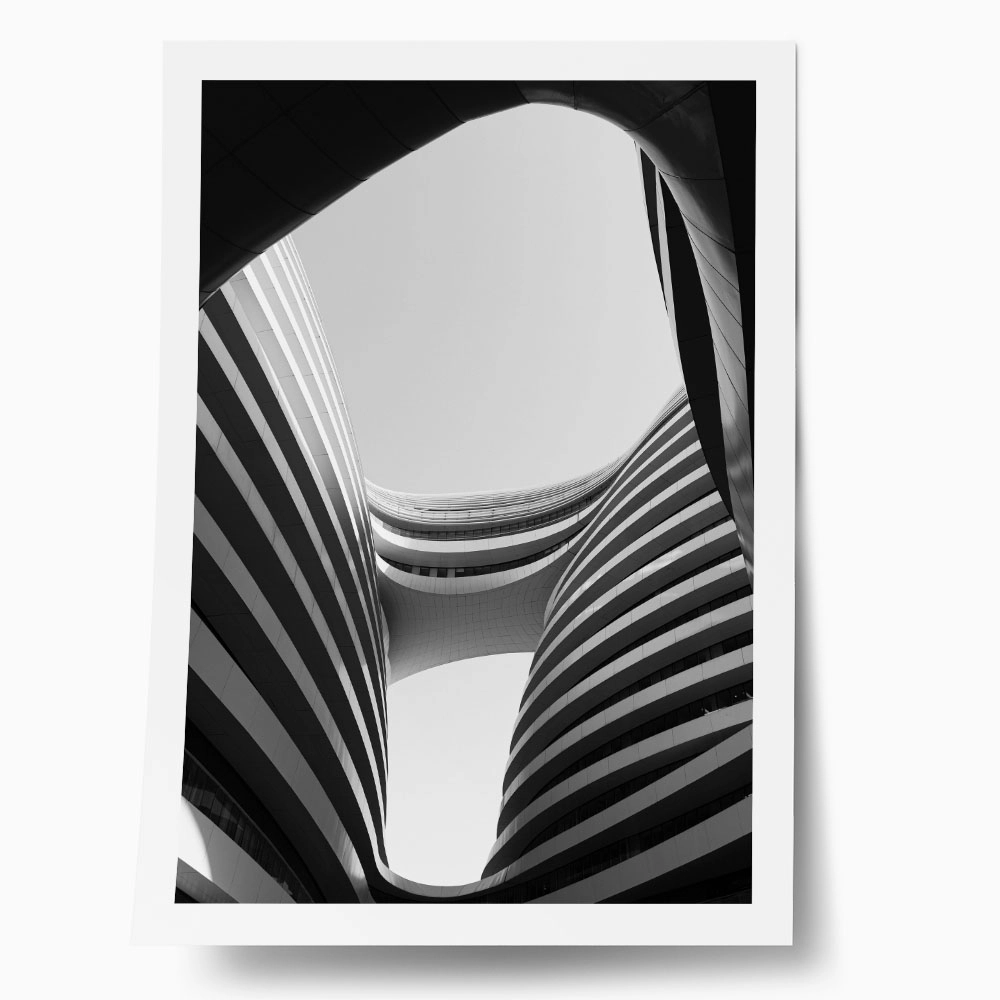 Poster BLACK AND WHITE ARCHITECTURAL FLOWING FORMS