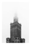 Poster BLACK AND WHITE ARCHITECTURAL FOGGY TOWER