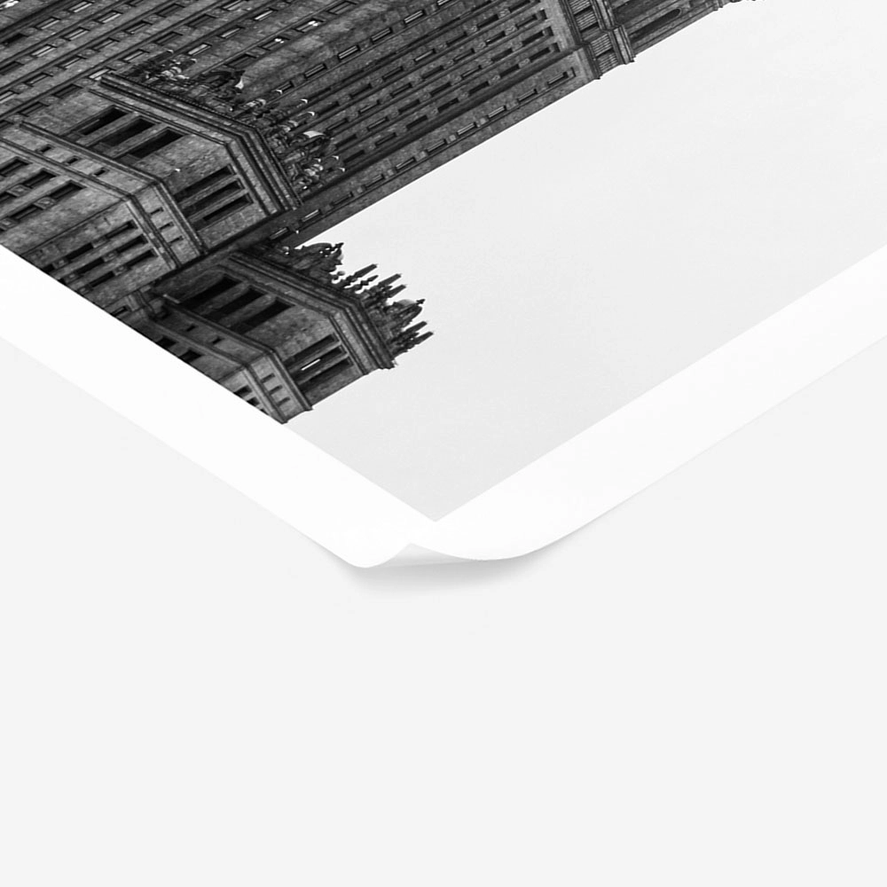 Poster BLACK AND WHITE ARCHITECTURAL FOGGY TOWER