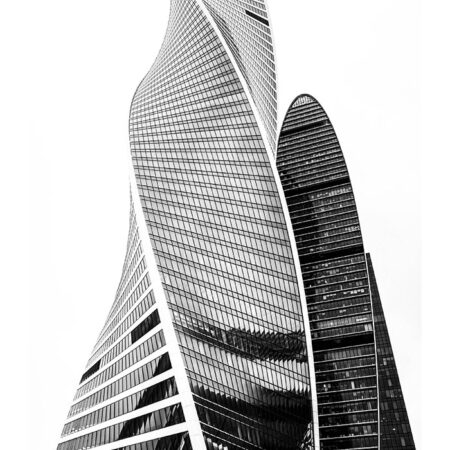 Poster BLACK AND WHITE ARCHITECTURAL FUTURISTIC SKYSCRAPER - Πολεις - Χαρτες Sticky 2