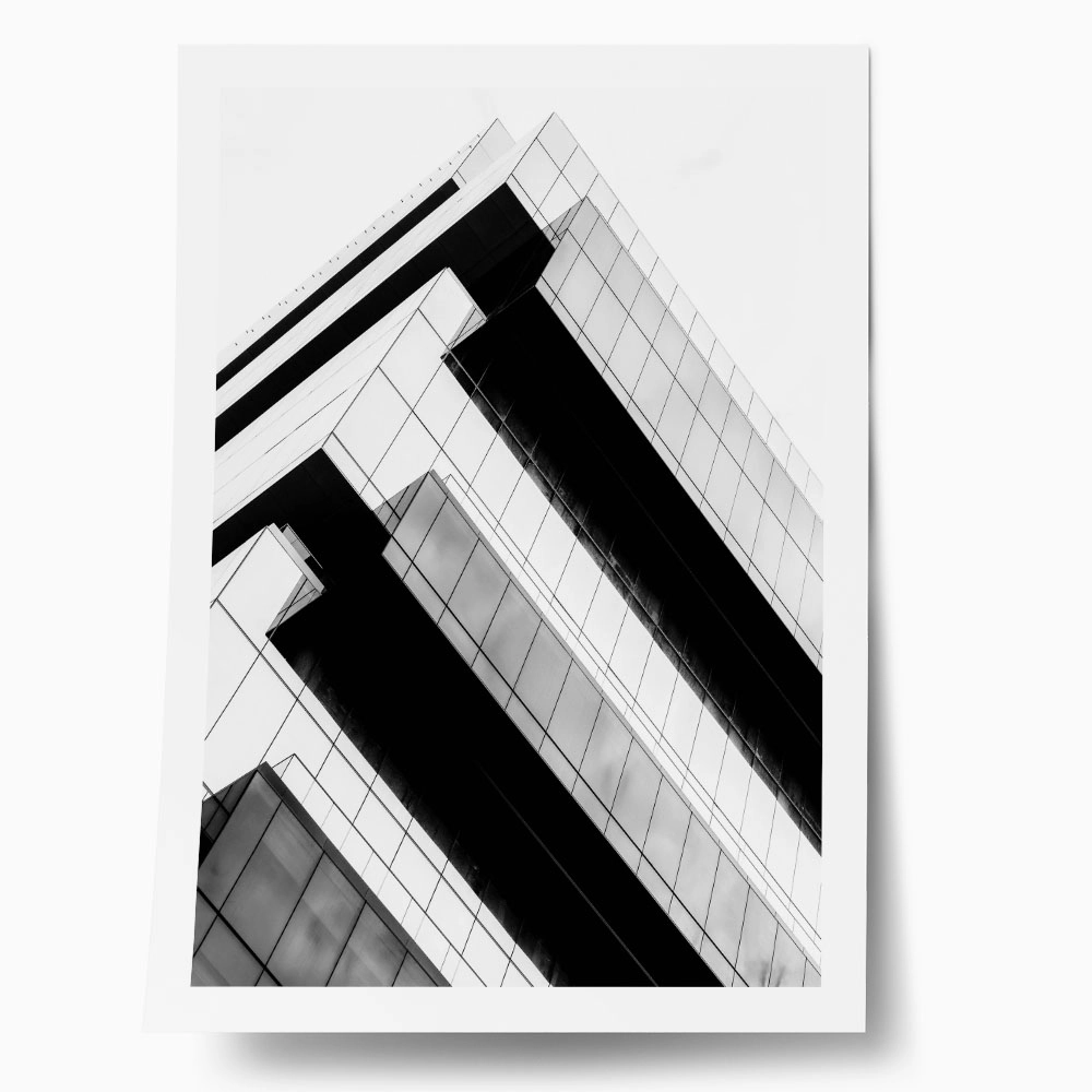 Poster BLACK AND WHITE ARCHITECTURAL GEOMETRIC SHADOWS BUILDING