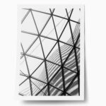 Poster BLACK AND WHITE ARCHITECTURAL GEOMETRIC STEEL AND GLASS CEILING
