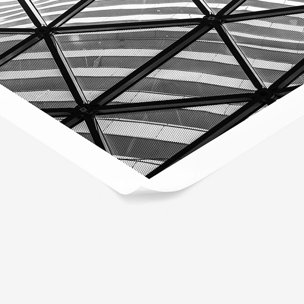 Poster BLACK AND WHITE ARCHITECTURAL GEOMETRIC STEEL AND GLASS CEILING