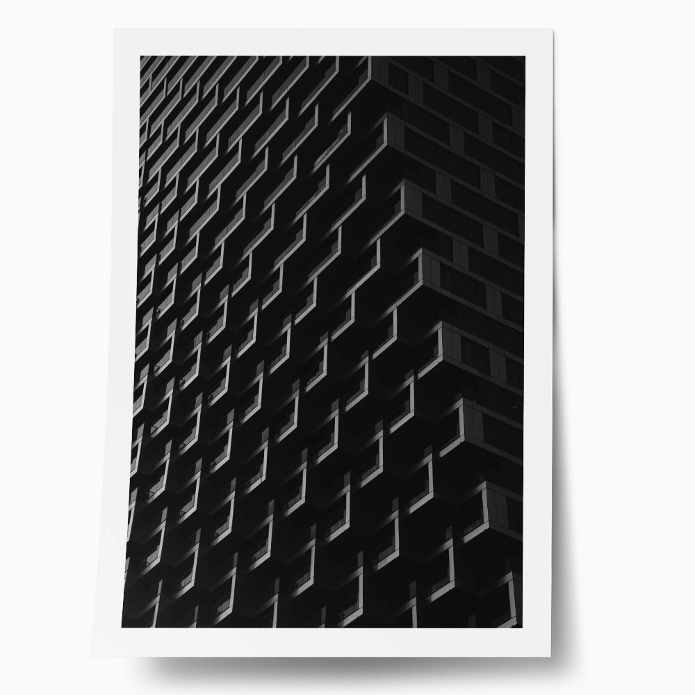Poster BLACK AND WHITE ARCHITECTURAL GLASS BUILDING
