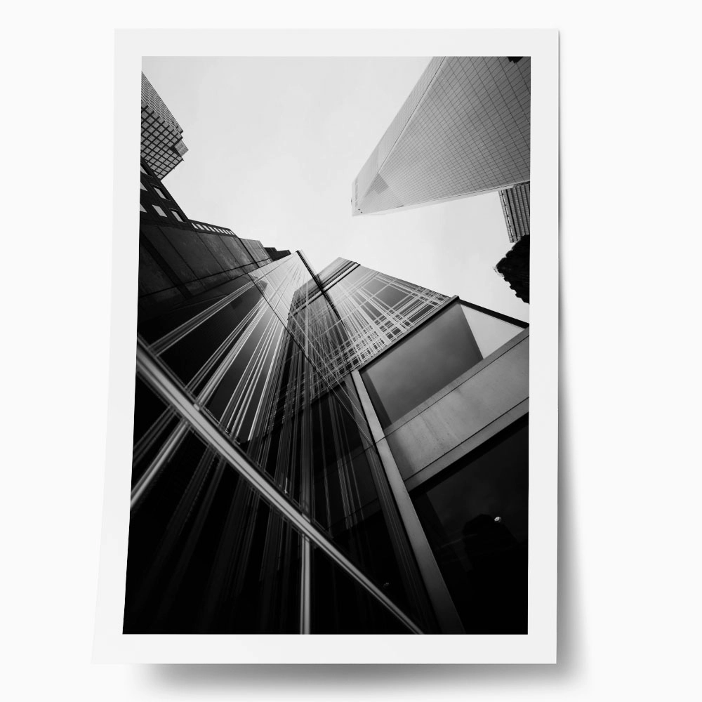 Poster BLACK AND WHITE ARCHITECTURAL GLASS SKYSCRAPERS