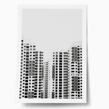 Poster BLACK AND WHITE ARCHITECTURAL GRID PATTERN BUILDINGS - Πολεις - Χαρτες