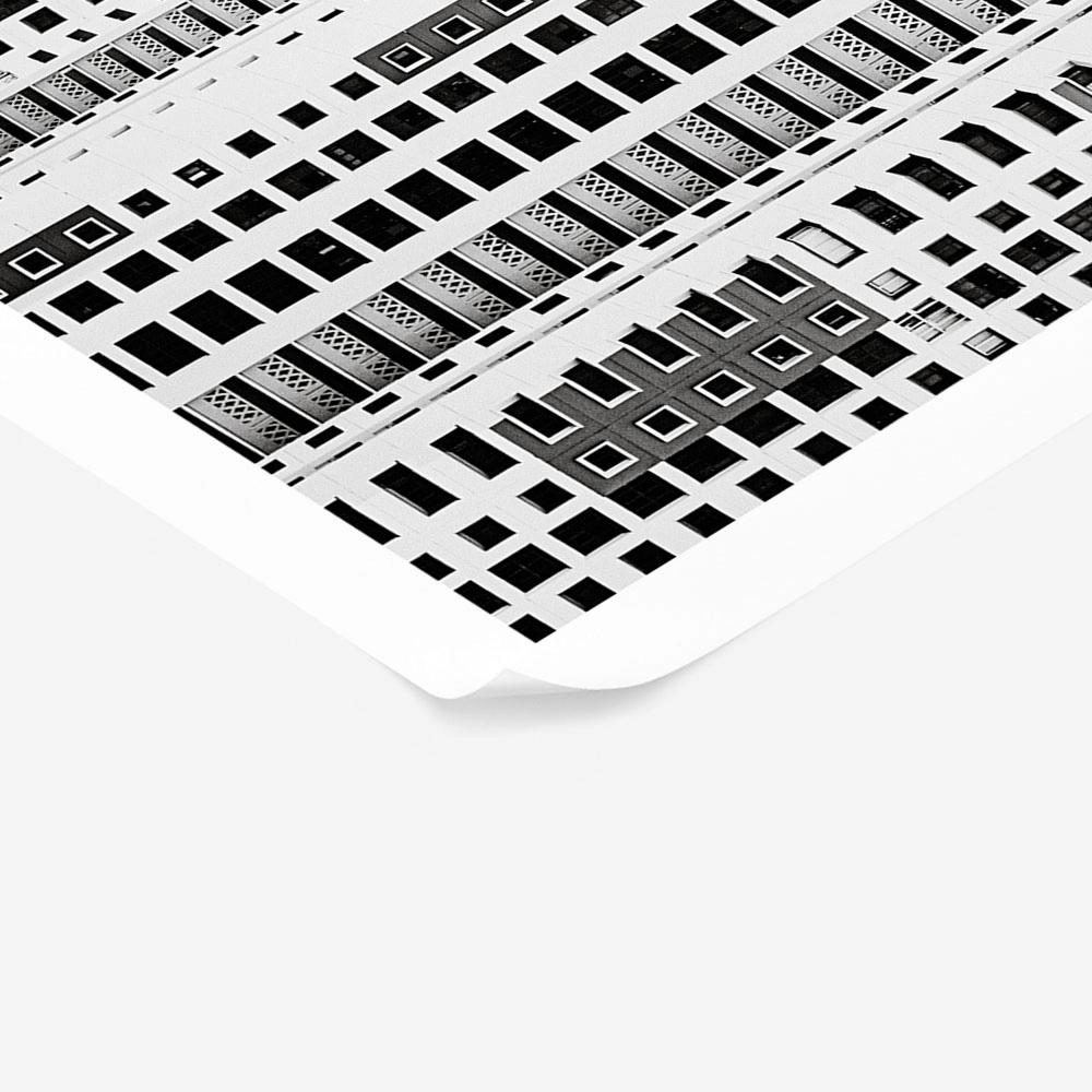 Poster BLACK AND WHITE ARCHITECTURAL GRID PATTERN BUILDINGS