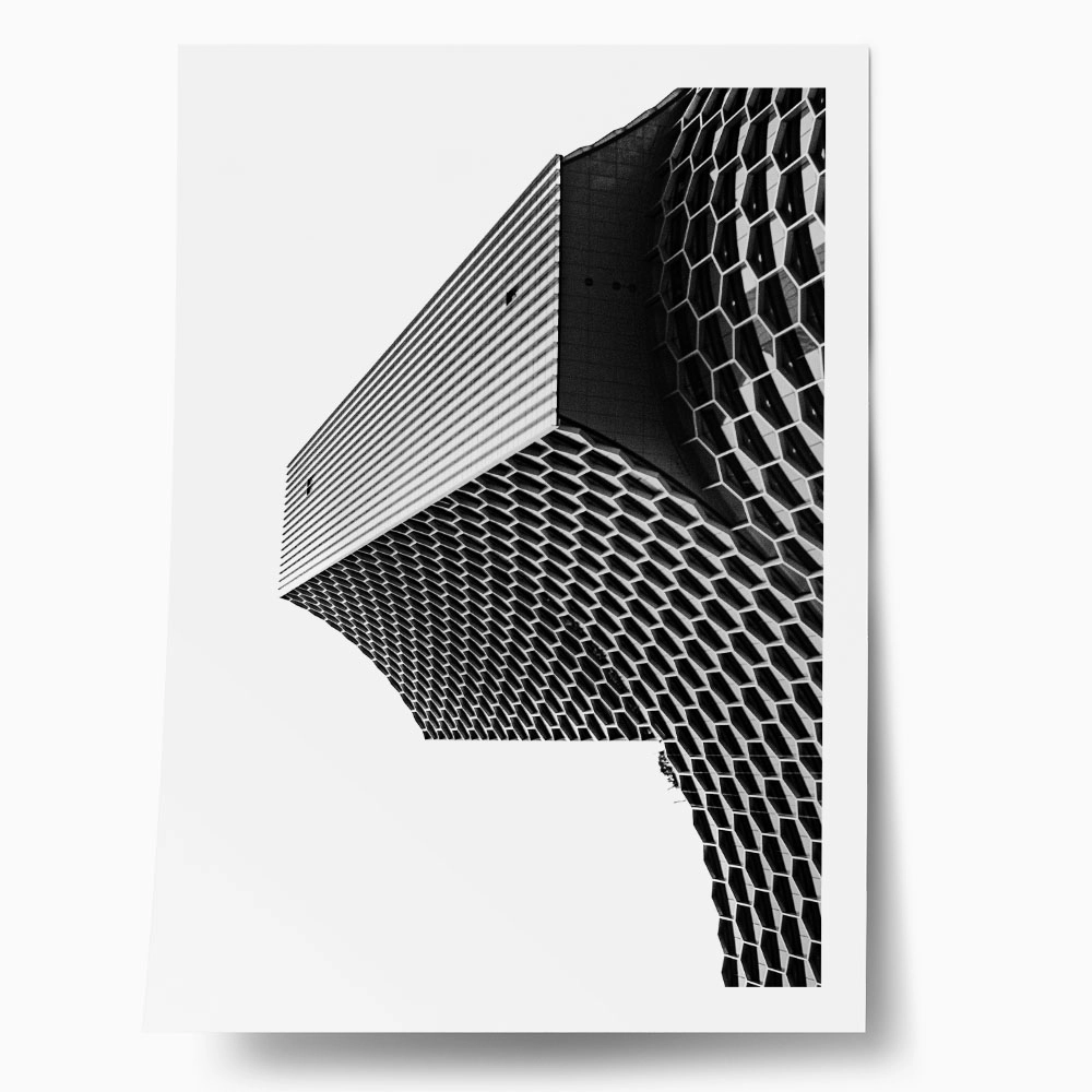 Poster BLACK AND WHITE ARCHITECTURAL HONEYCOMB FACADE 2