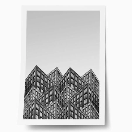 Poster BLACK AND WHITE ARCHITECTURAL INTERLOCKING BUILDINGS - Πολεις - Χαρτες