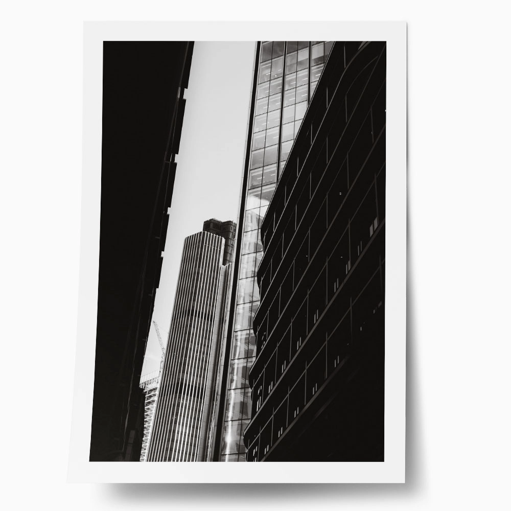 Poster BLACK AND WHITE ARCHITECTURAL LINES OF SKYSCRAPPERS