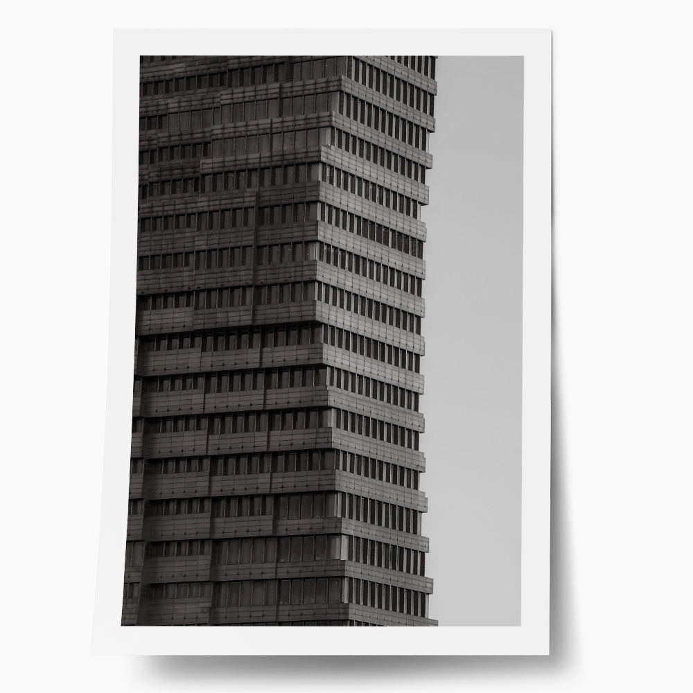 Poster BLACK AND WHITE ARCHITECTURAL PIXELATED FACADE